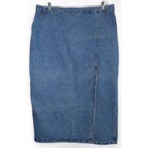 Vintage Stanley Morgan Long Denim Cotton Jean Skirt Size 24 Made in USA